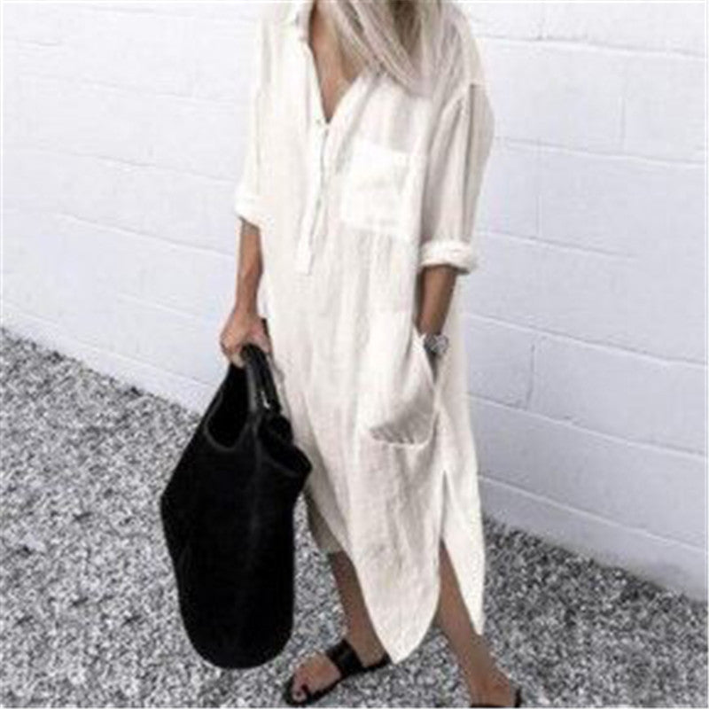Elegant Solid Color Slit Dress