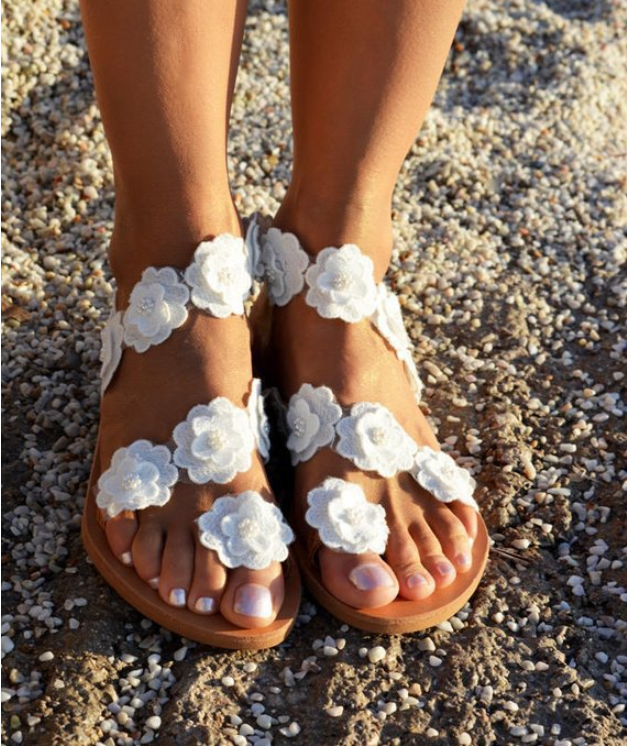 Summer flowers flat bottom sandals
