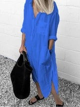 Elegant Solid Color Slit Dress