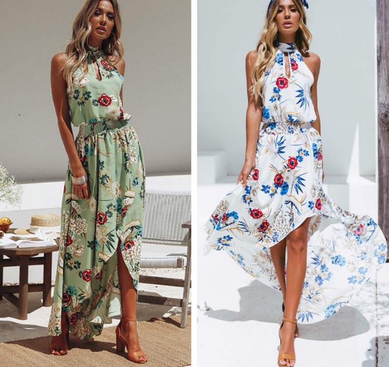 Flower Print Long Dress