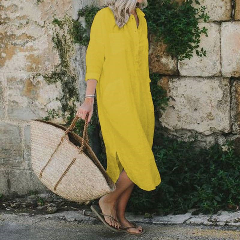 Elegant Solid Color Slit Dress