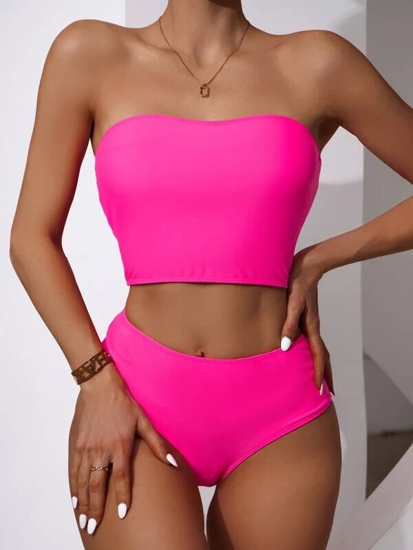 High Waisted Strapless Bikini