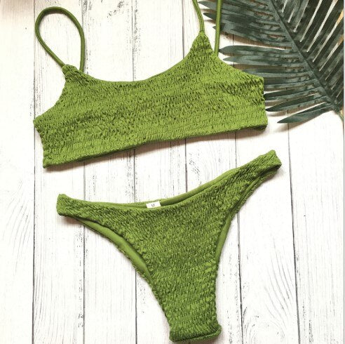 Low Waisted Scoop Neck Knitted Bikini Set