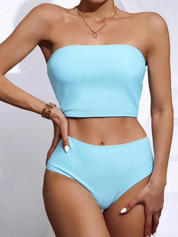 High Waisted Strapless Bikini