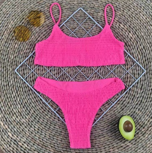 Low Waisted Scoop Neck Knitted Bikini Set