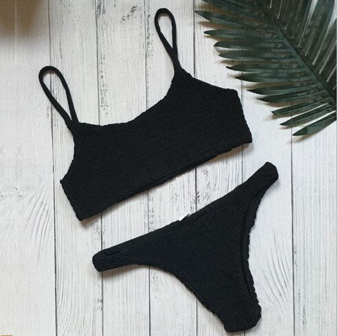 Low Waisted Scoop Neck Knitted Bikini Set