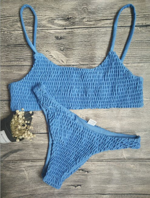 Low Waisted Scoop Neck Knitted Bikini Set