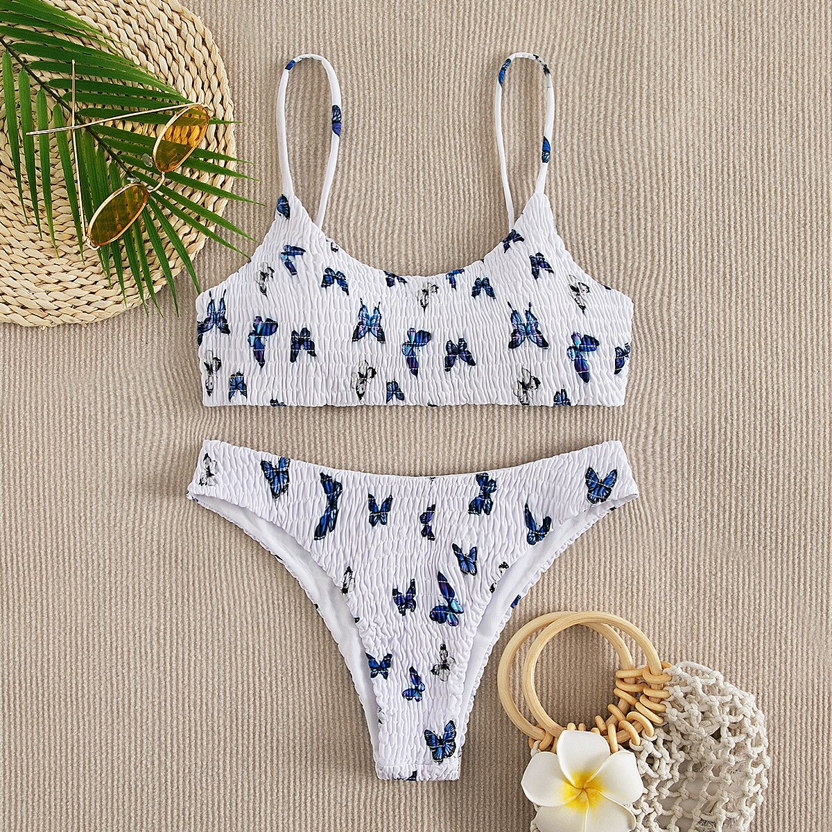 Low Waisted Scoop Neck Knitted Bikini Set