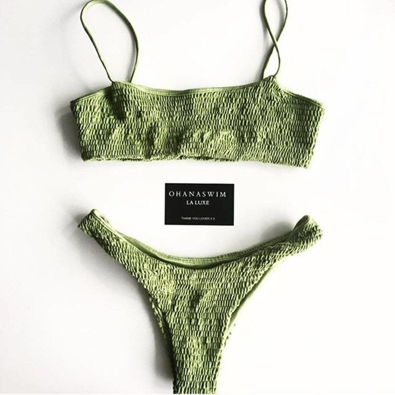 Low Waisted Scoop Neck Knitted Bikini Set