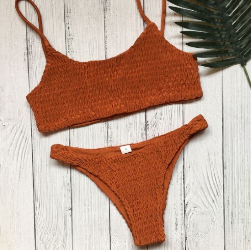 Low Waisted Scoop Neck Knitted Bikini Set