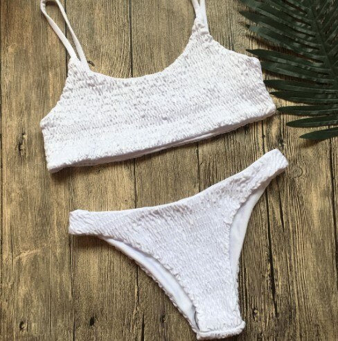 Low Waisted Scoop Neck Knitted Bikini Set