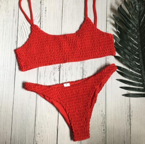 Low Waisted Scoop Neck Knitted Bikini Set