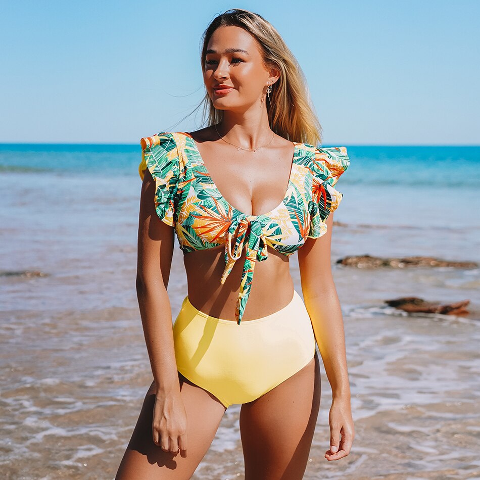 High Waist Ruffle Bikini Set