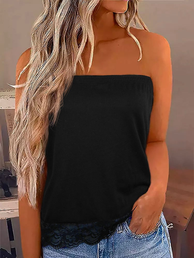Strapless Casual Vacation Loose Blouse