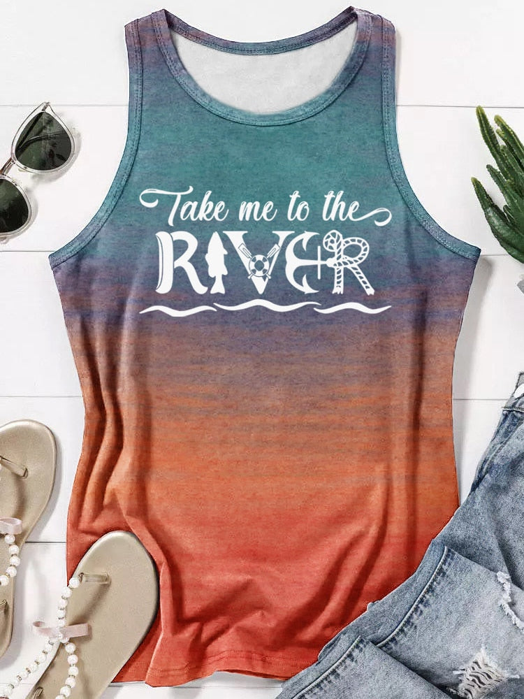 Summer Tie-dye Sleeveless Printed T shirt