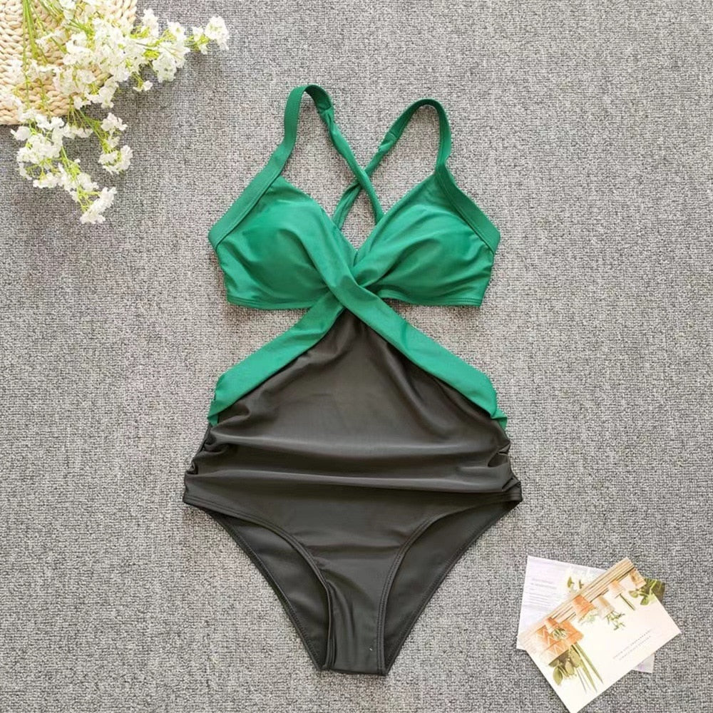 Open Back Cut Out One Piece Swimsuit