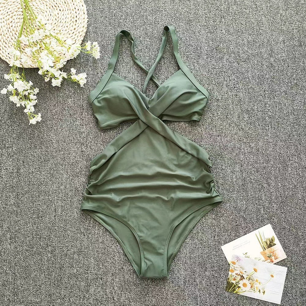 Open Back Cut Out One Piece Swimsuit