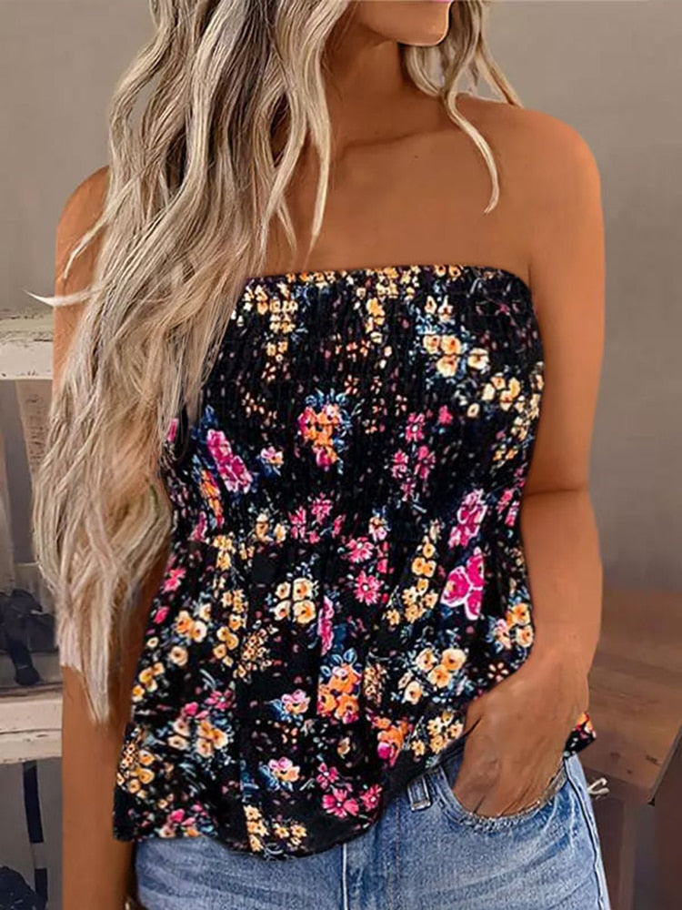 Strapless Casual Vacation Loose Blouse