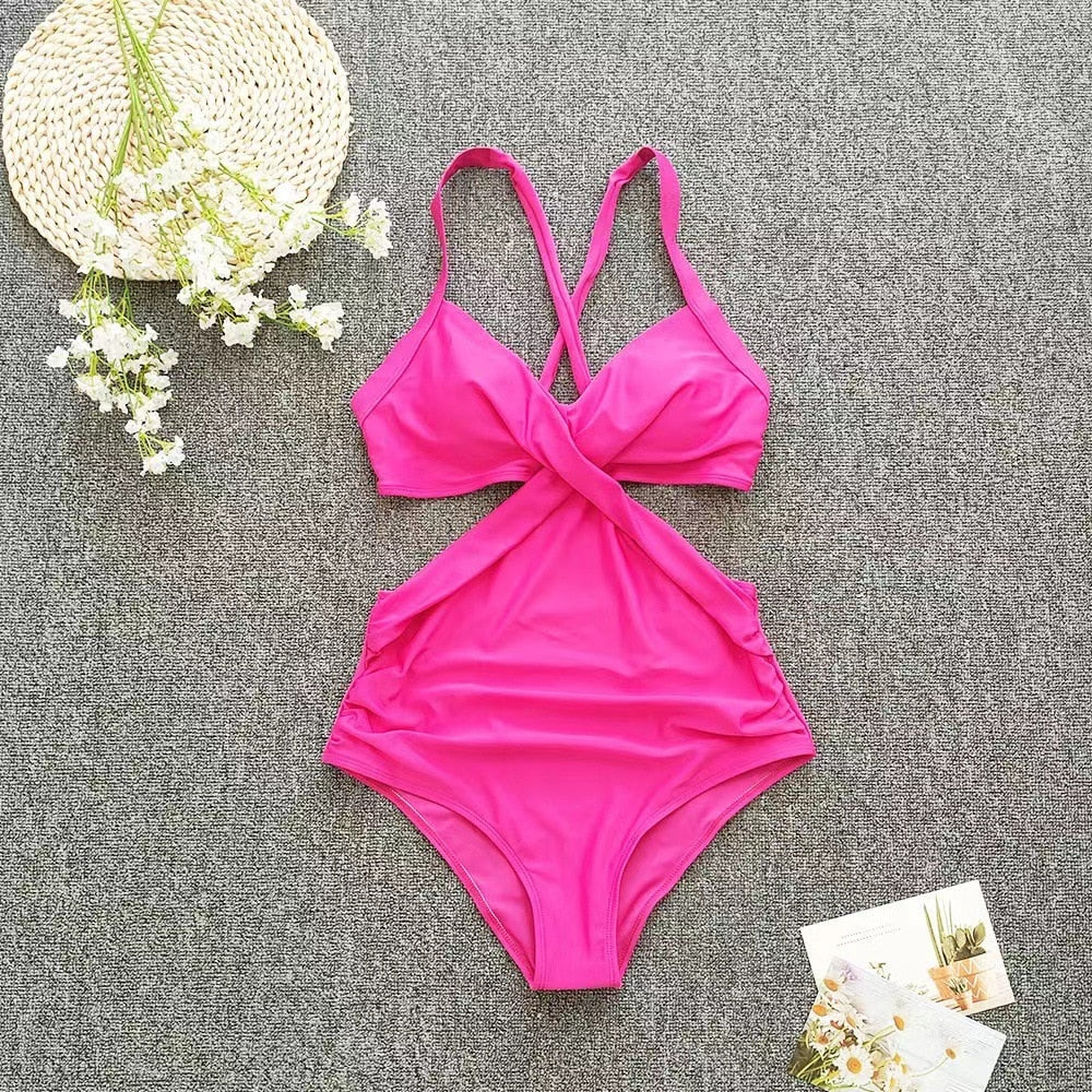 Open Back Cut Out One Piece Swimsuit
