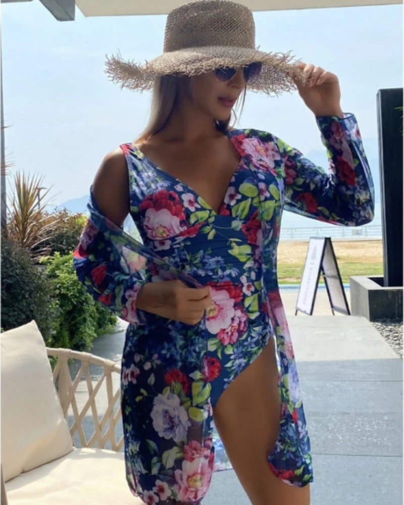 Floral Print One-Piece Bikini