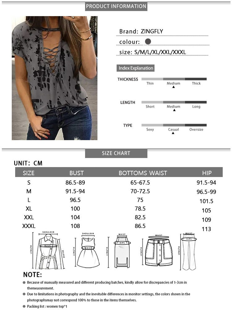 Tie Dye Lace-Up Keyhole Neck Blouse