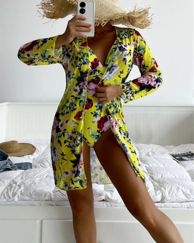 Floral Print One-Piece Bikini