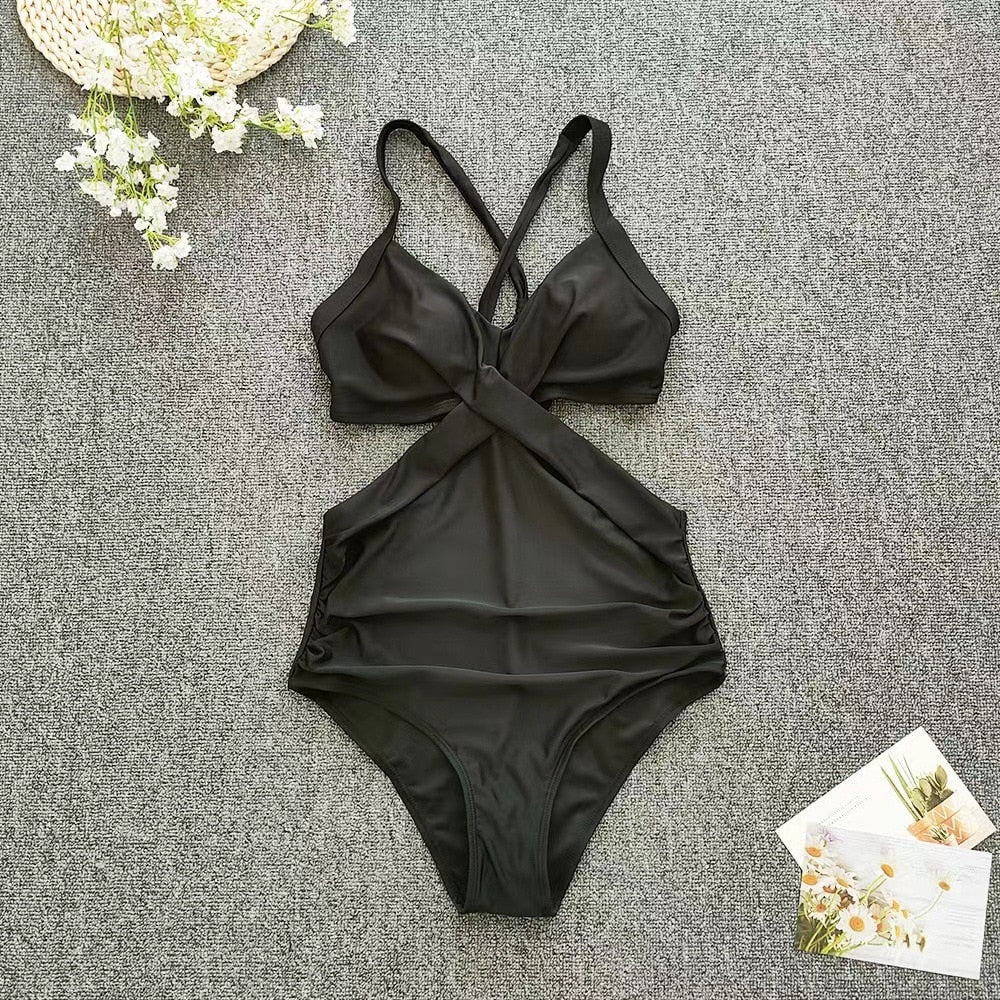 Open Back Cut Out One Piece Swimsuit