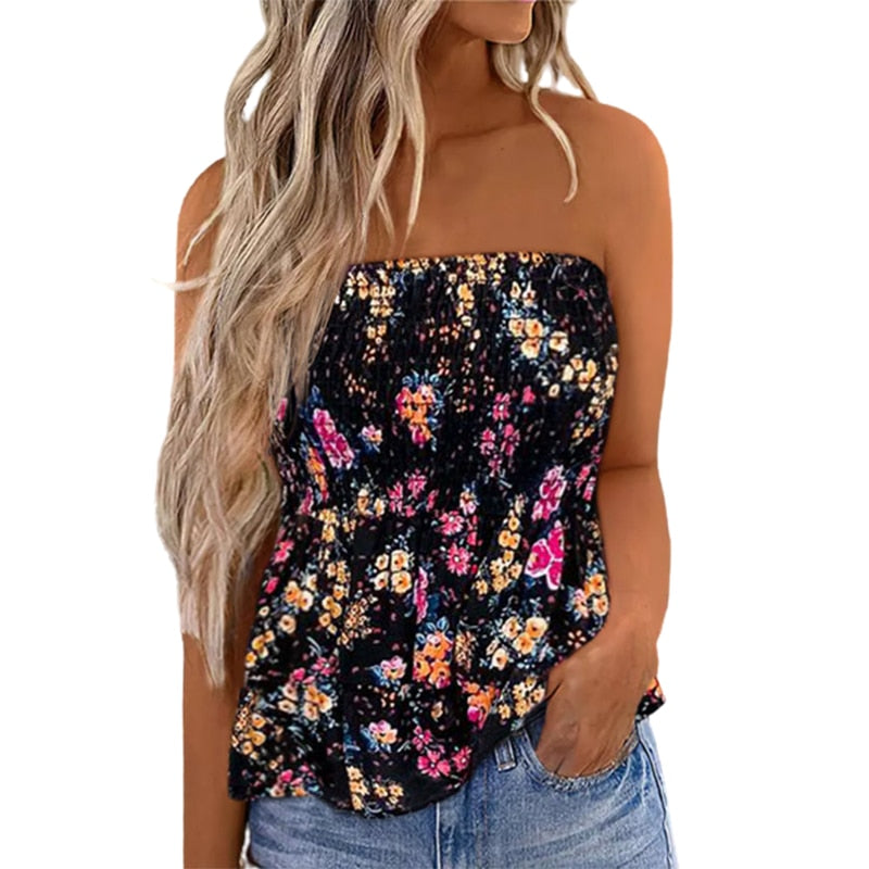 Strapless Casual Vacation Loose Blouse