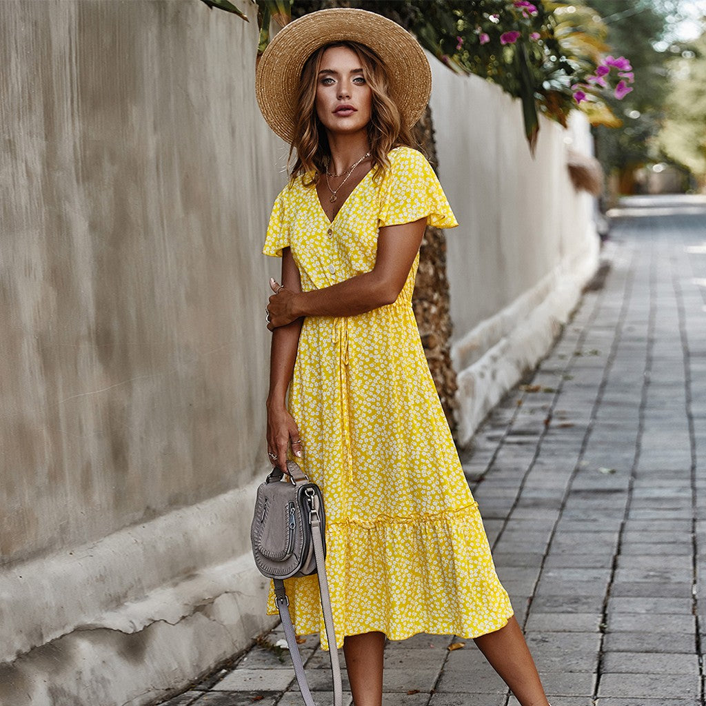 Short sleeve long dress