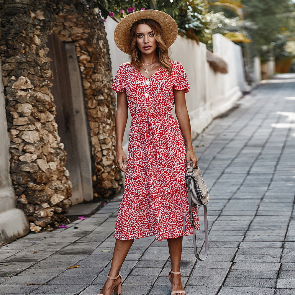 Short sleeve long dress