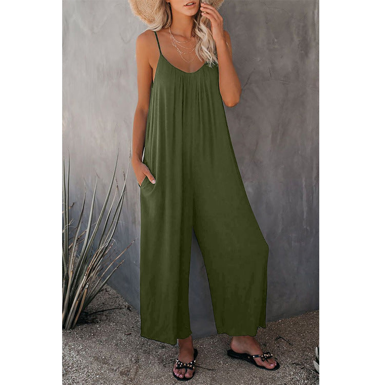 Loose Sleeve Romper Jumpsuit With Pockets