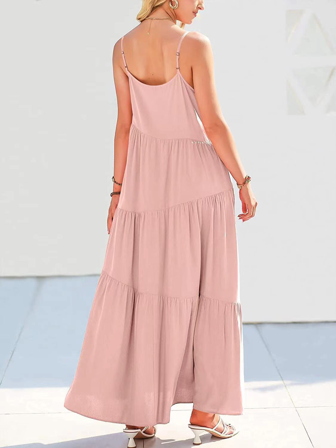 Full Size Ruched Tiered Spaghetti Strap Dress – HappilyEverGirl