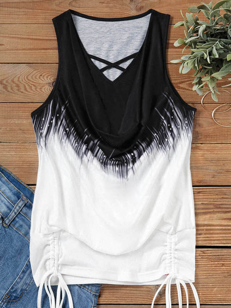 Criss-Cross Draped Drawstring Tank