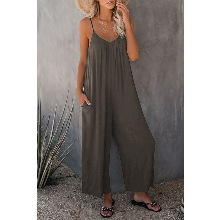 Loose Sleeve Romper Jumpsuit With Pockets