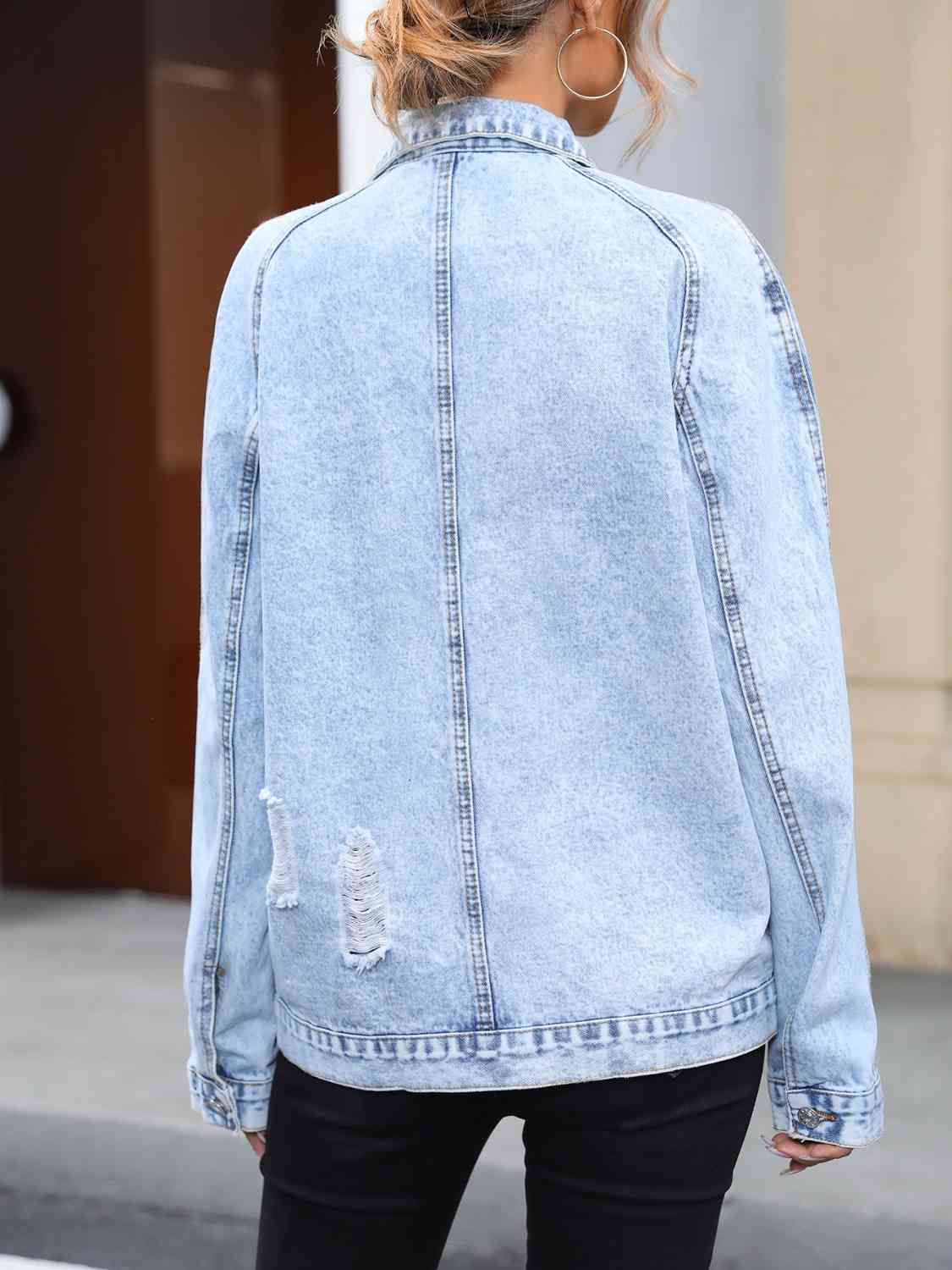 Distressed Denim Shacket