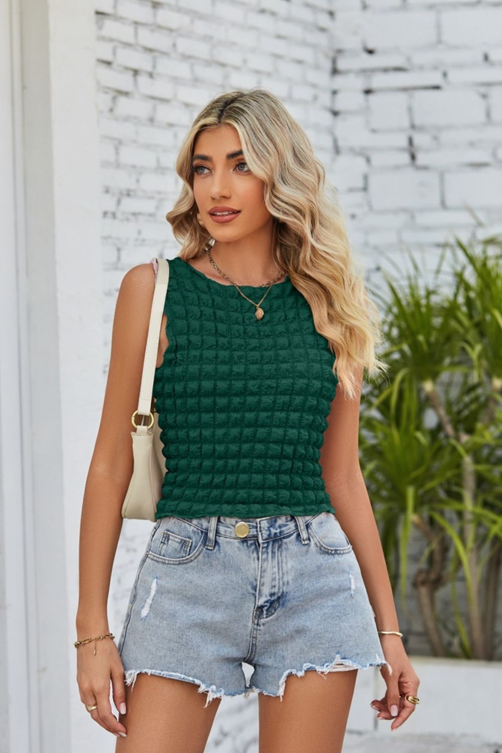 Textured Round Neck Tank