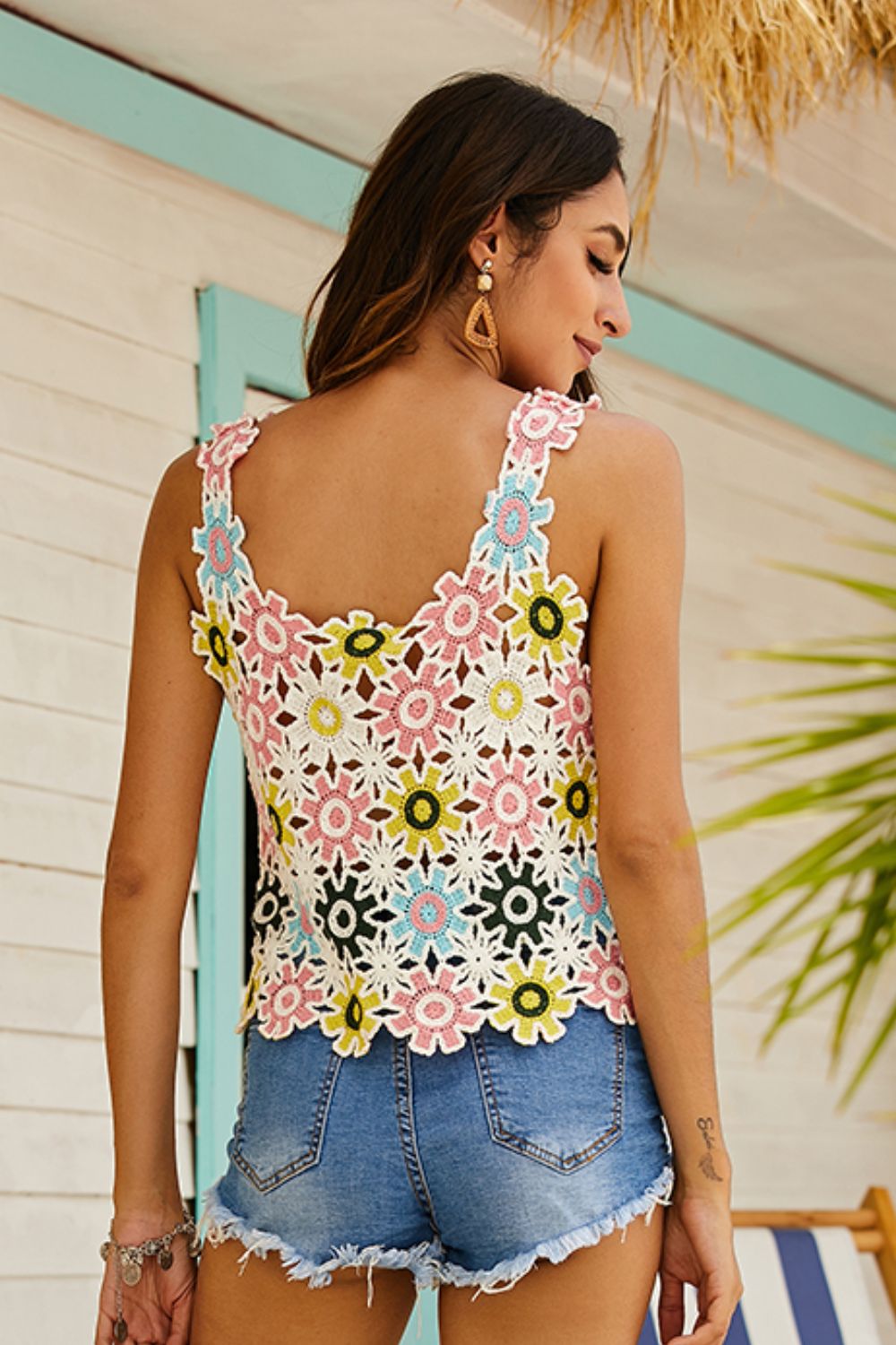 Multicolored Scoop Neck Sleeveless Top