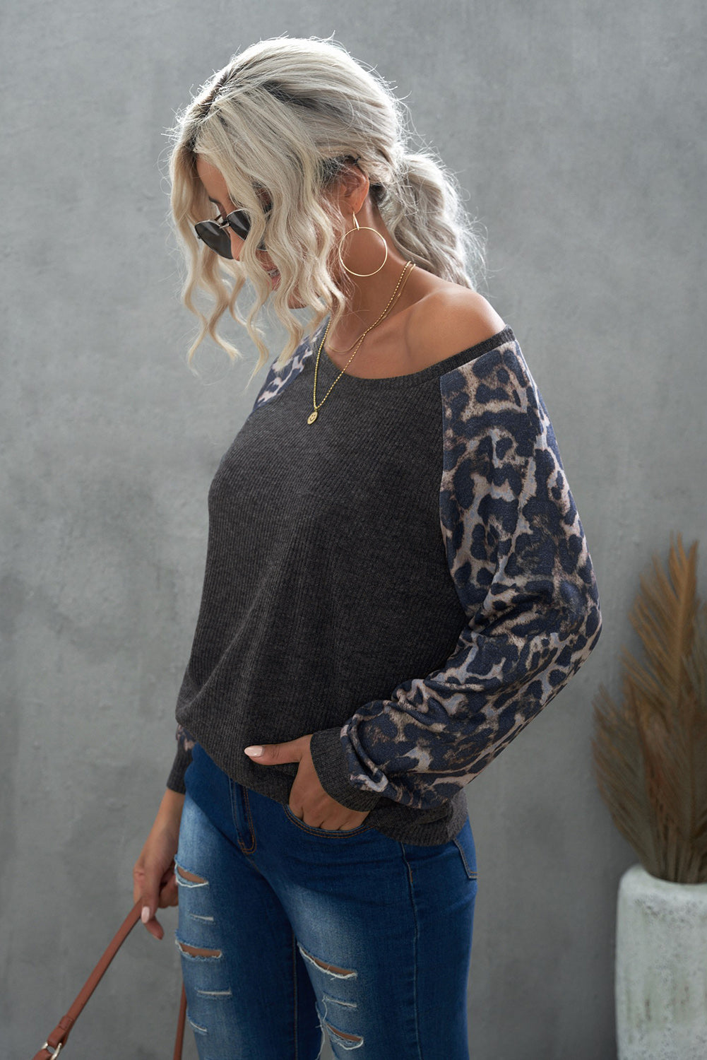 Leopard Raglan Sleeve Tee