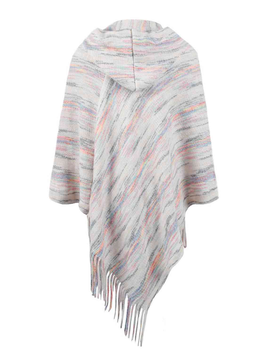 Fringe Hem Hooded Poncho