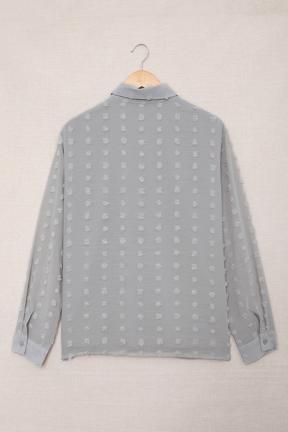 Swiss Dot Button-Up Long Sleeve Shirt