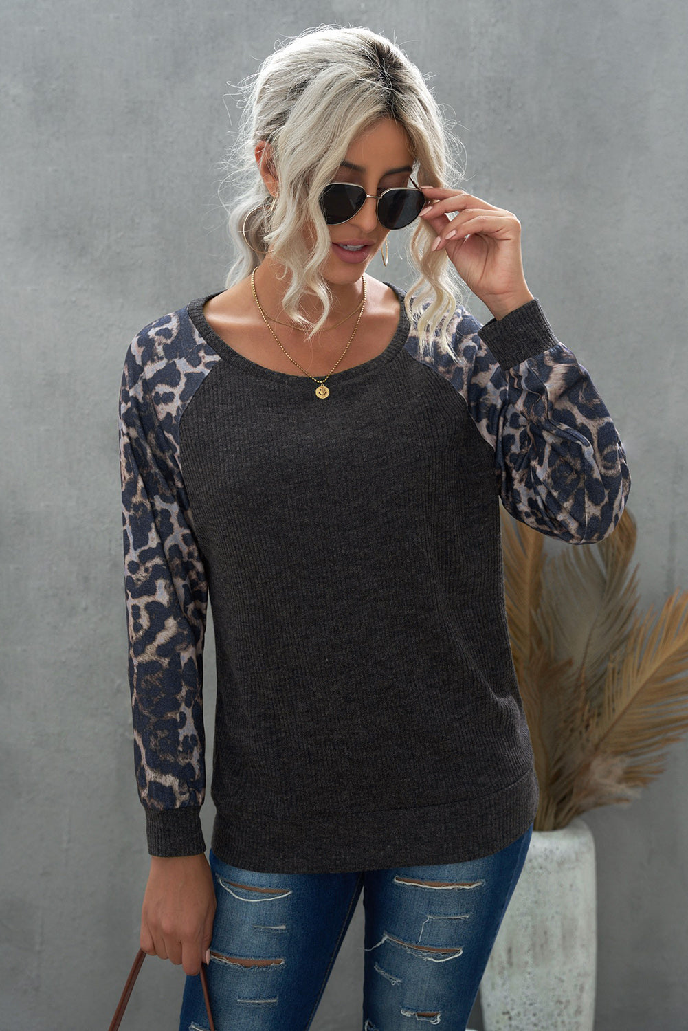 Leopard Raglan Sleeve Tee