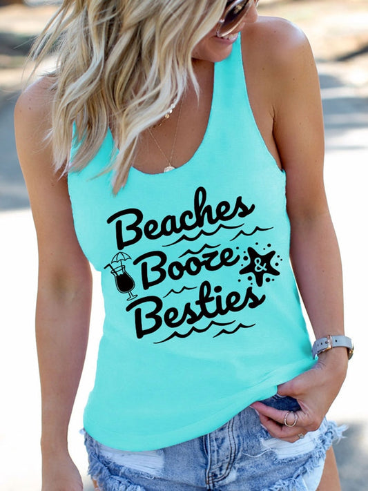 Beaches Booze and Besties Sleeveless Racerback