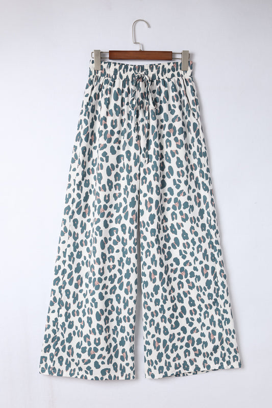 Leopard Drawstring Waist Culottes