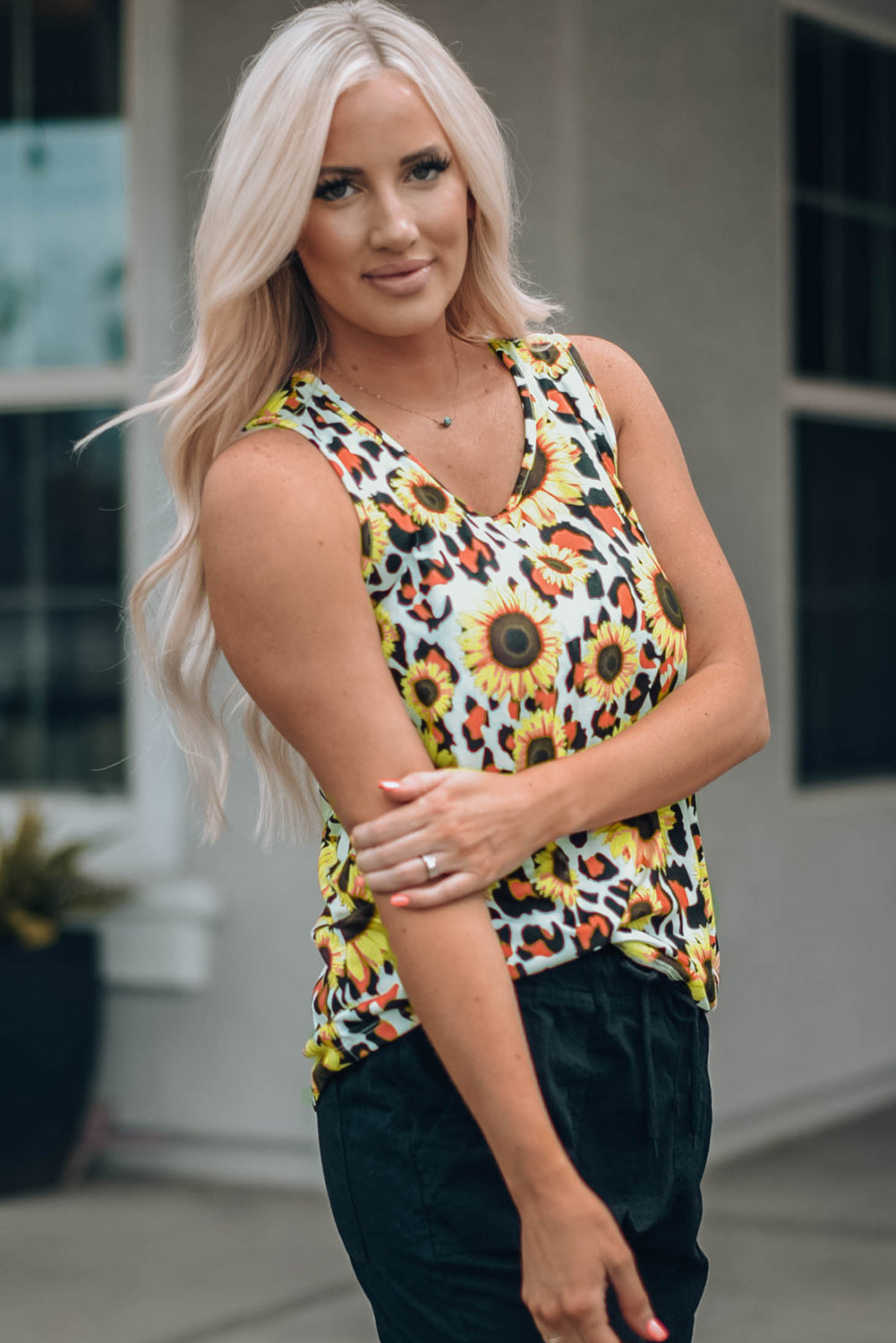 Sunflower Scoop Neck Tank