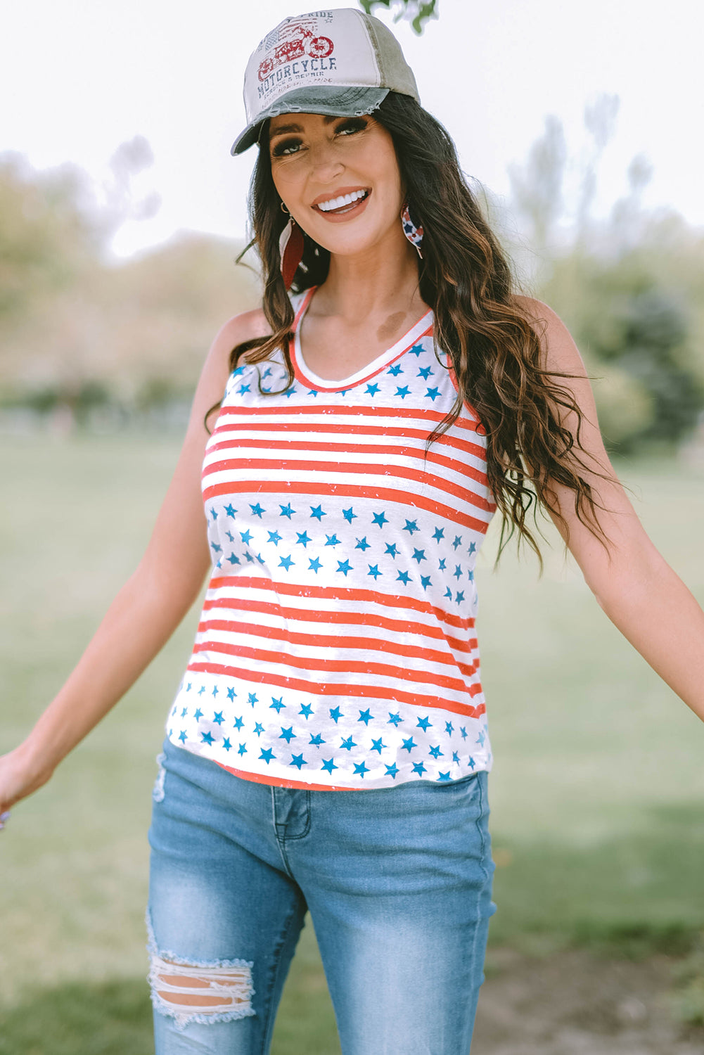 Stars and Stripes Round Neck Tank