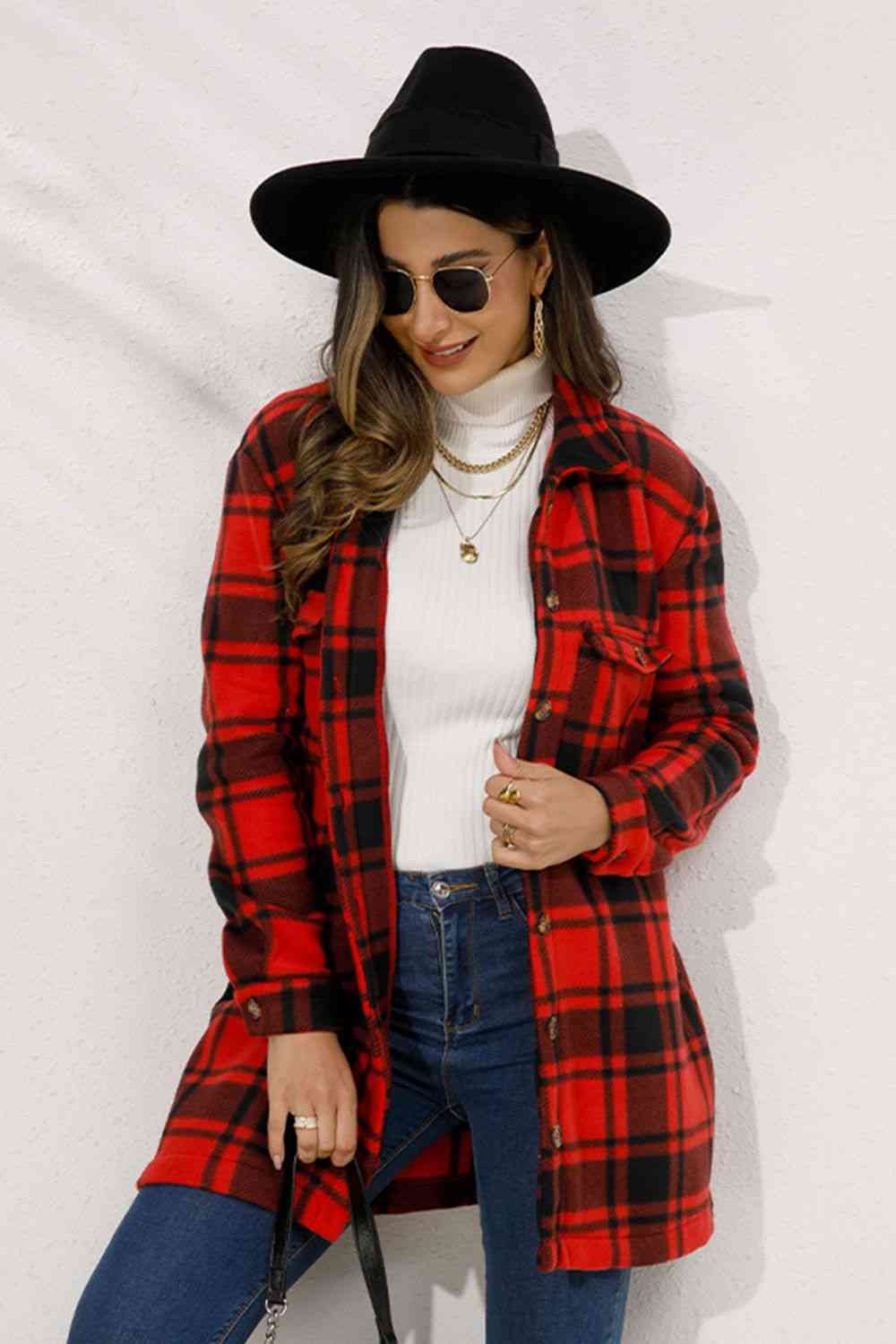 Plaid Collared Longline Coat