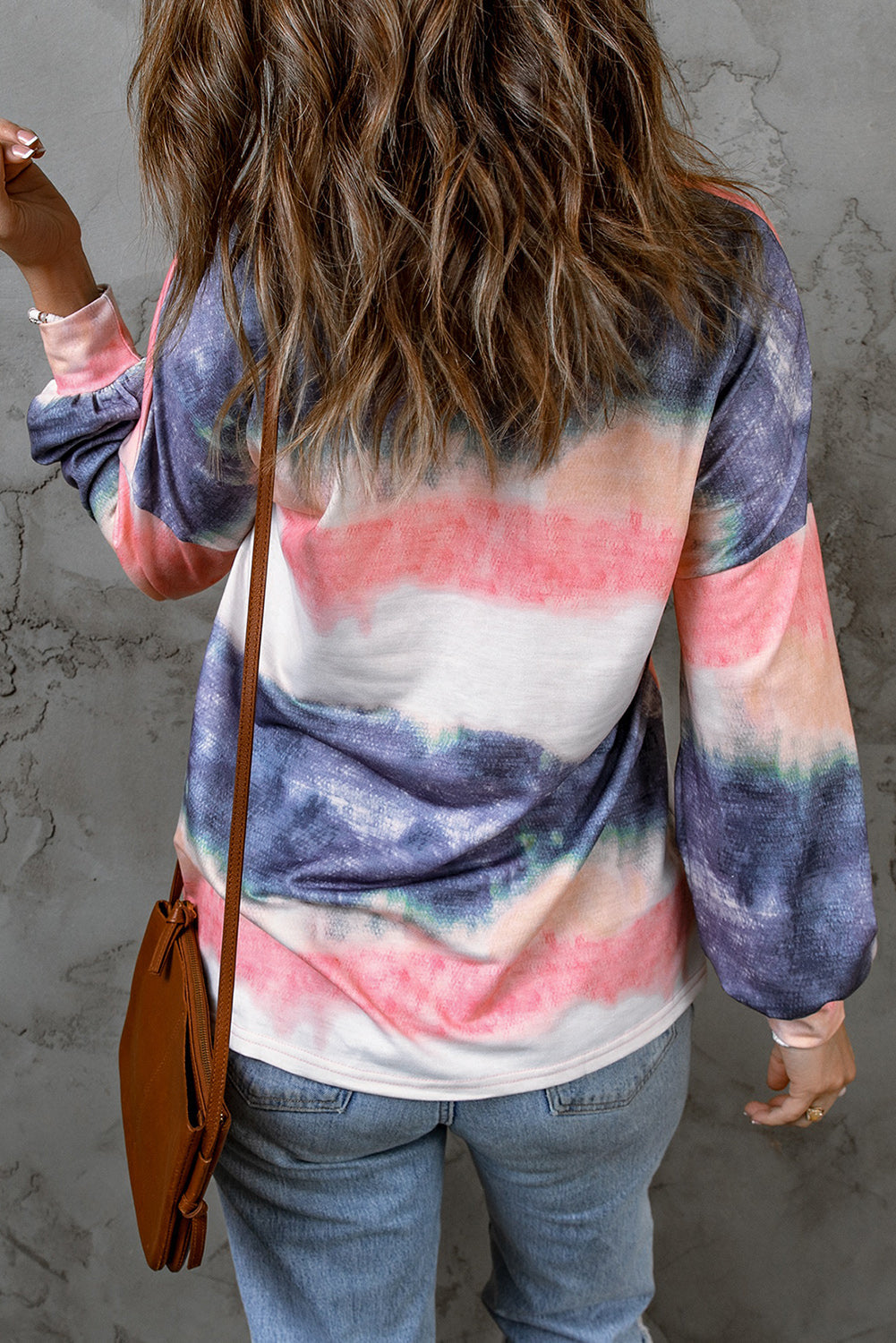 Tie-Dye Drop Shoulder Round Neck Top