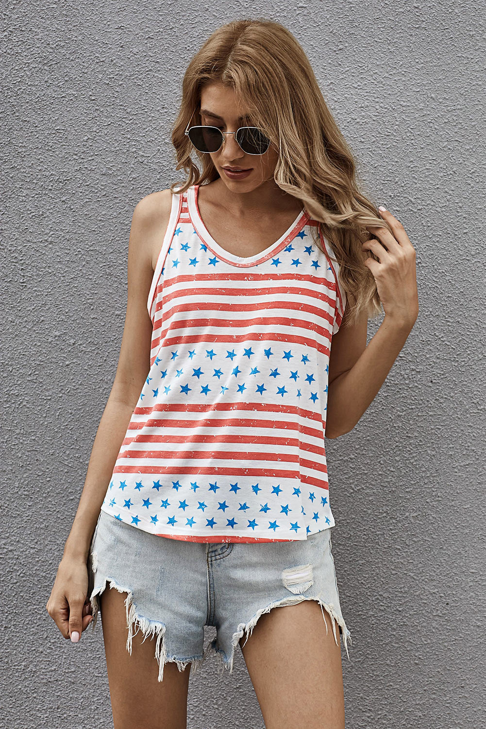 Stars and Stripes Round Neck Tank