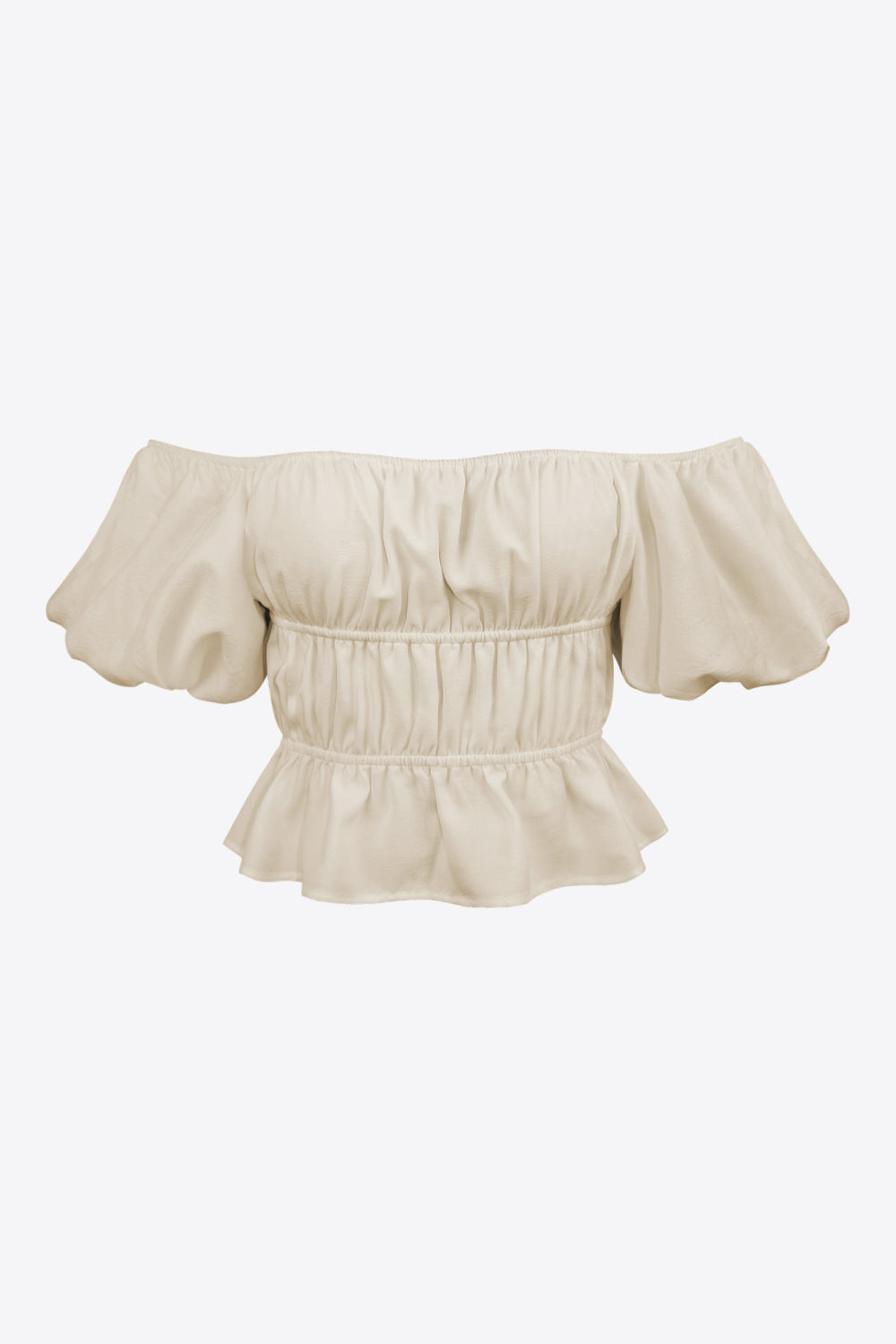 Square Neck Balloon Sleeve Cropped Blouse